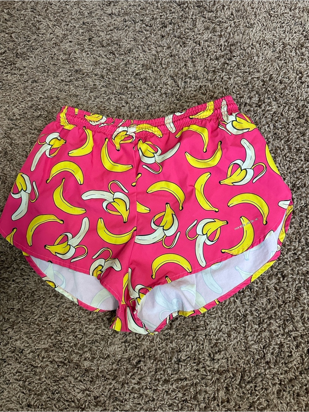 Men's Pink Banana-Print Athletic Shorts